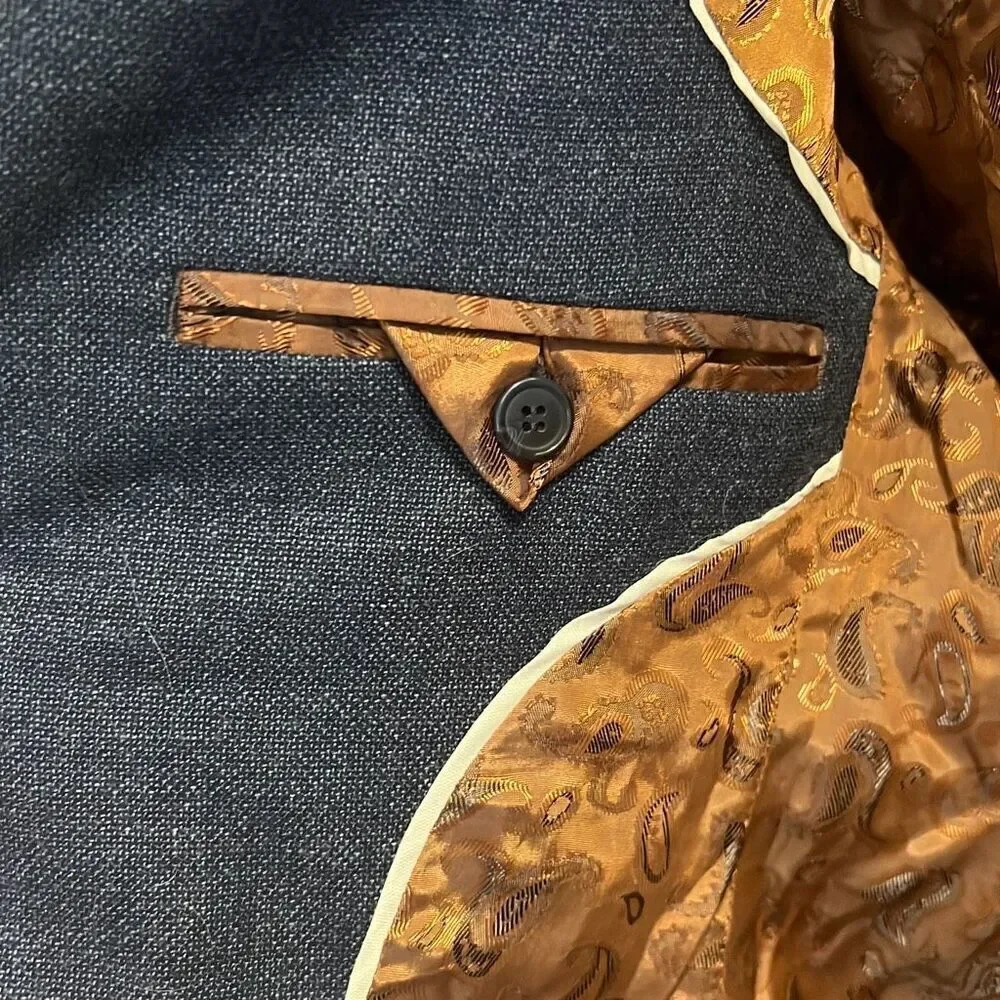✨K Kimmy Custom Tailor Navy & Brown Paisley Blazer✨